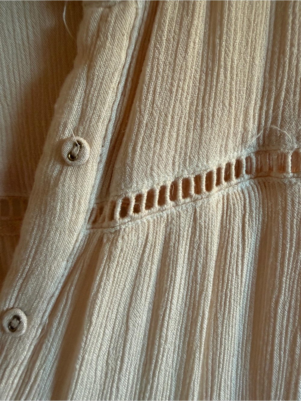 Free People Ivory Collared Button Front Maxi Duster Dress L Peach - Picture 4 of 13